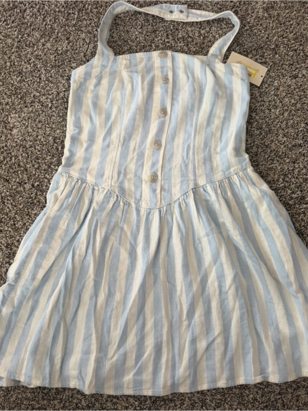 Universal Thread Light Blue and White Striped Halter Sundress